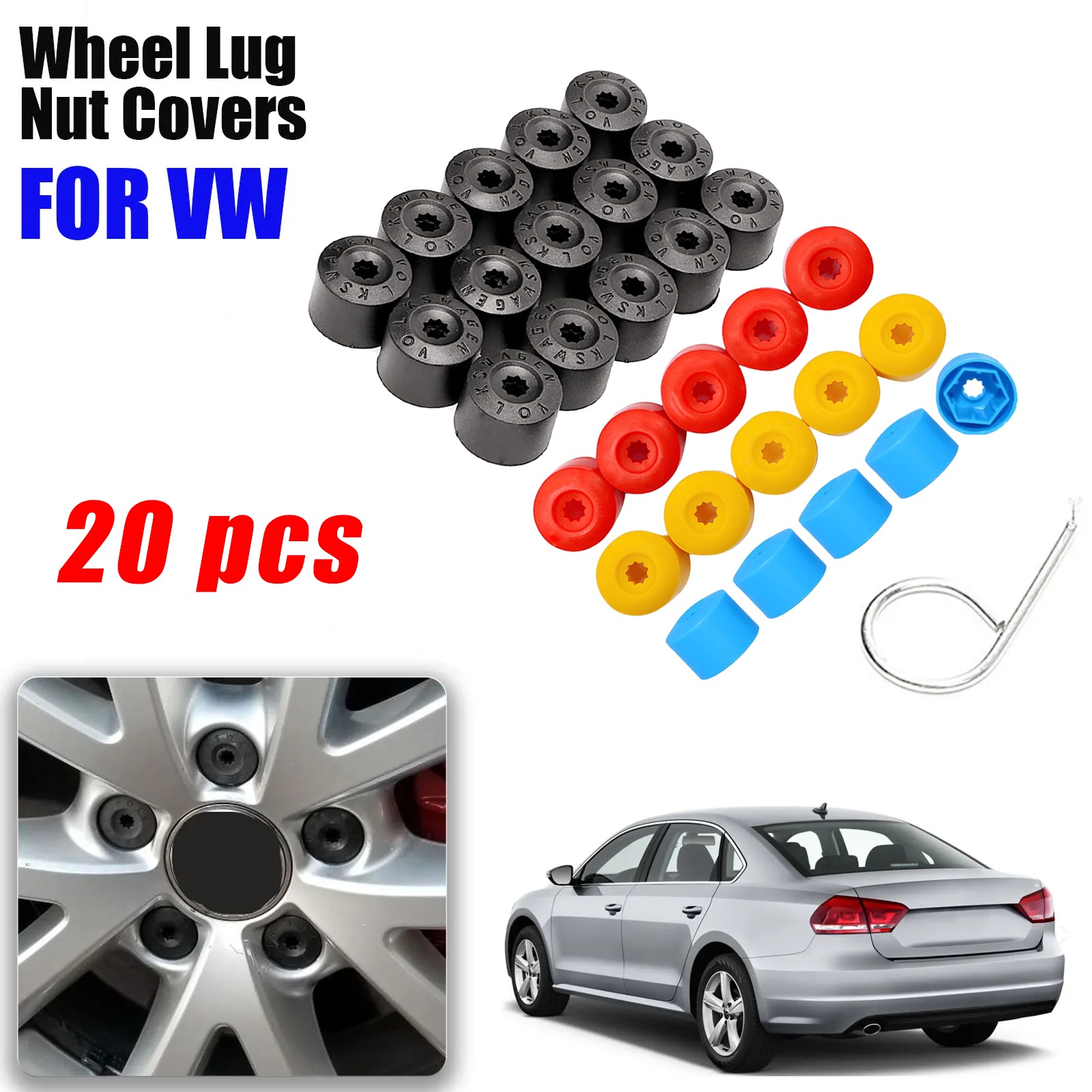 Embroidery Removal - 20PCS Car Wheel Lug Nut Covers