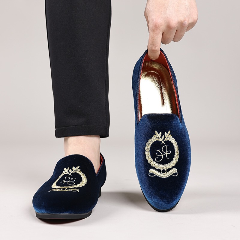 Embroidery On Leather - Luxury Designer Loafers Suede Leather Embroidery