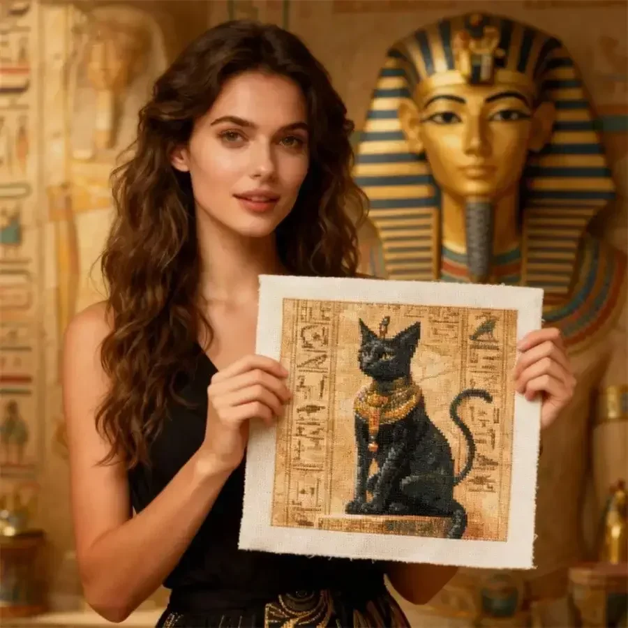Embroidery In Egypt - Ancient Egypt cat New Style diy