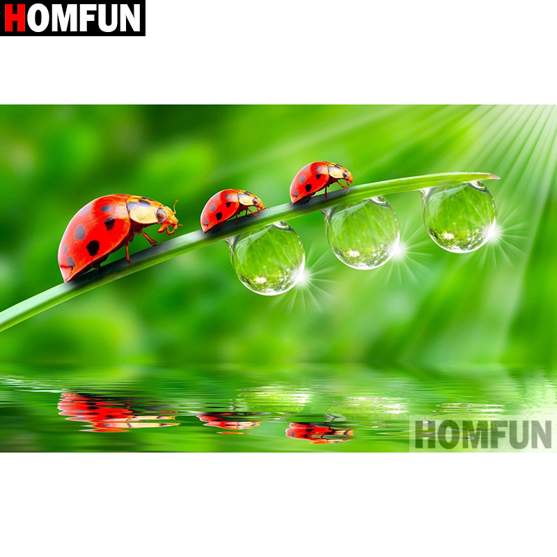 Embroidery Lady Bug - HOMFUN Art 5D Diy Diamond Painting