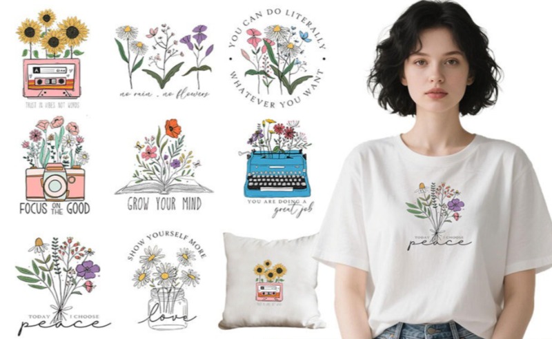 Embroidery Diy - Cartoon Floral Flower Iron On Heat