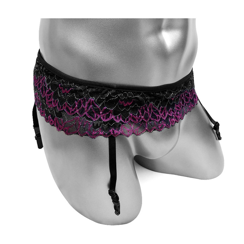 Embroidery Underwear - Fashion Sexy Suspenders Sissy Dressed Sheer