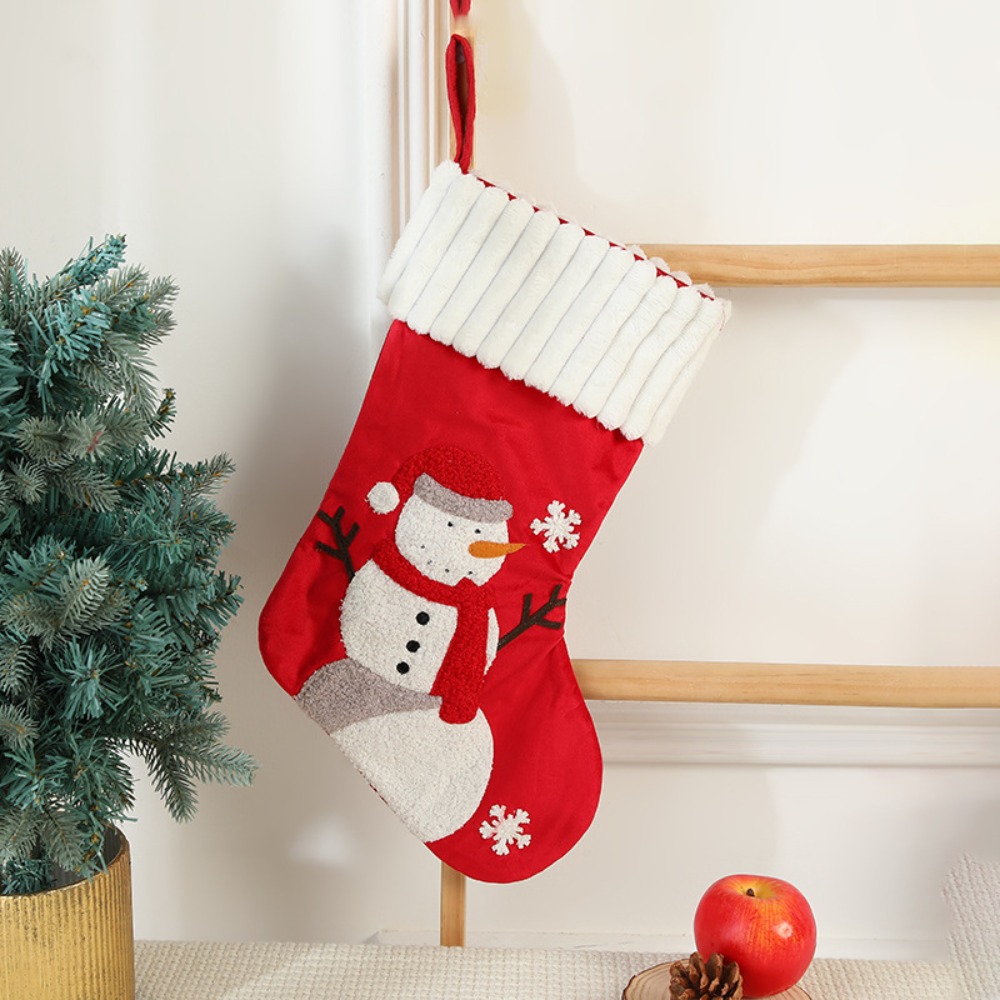 Embroidery Xmas Stocking - Hanging Embroidery Christmas Stocking Reusable Personalized