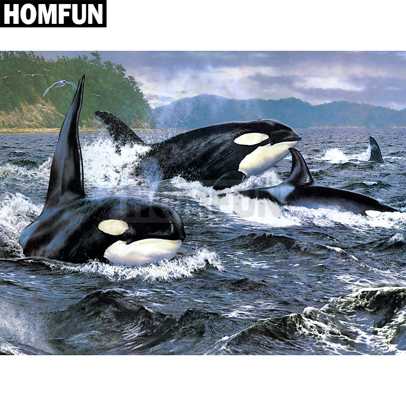Embroidery Whale - HOMFUN Full Square/Round Drill 5D DIY