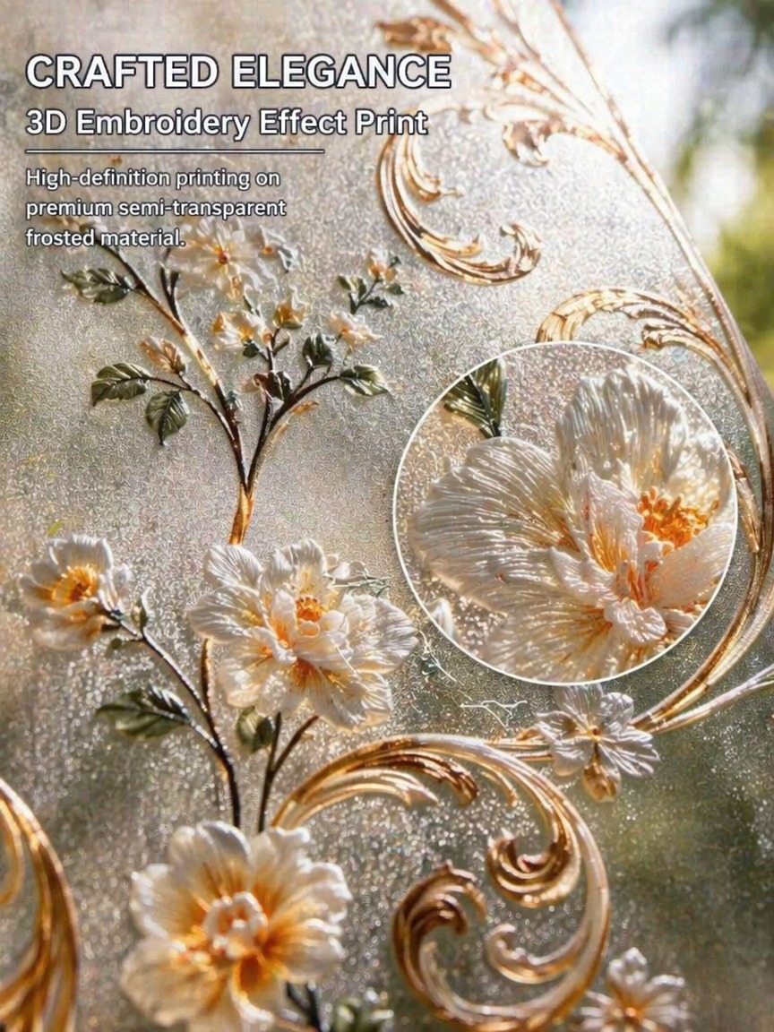 Embroidery Diy - Embroidery Pattern Frosted Privacy Window Film