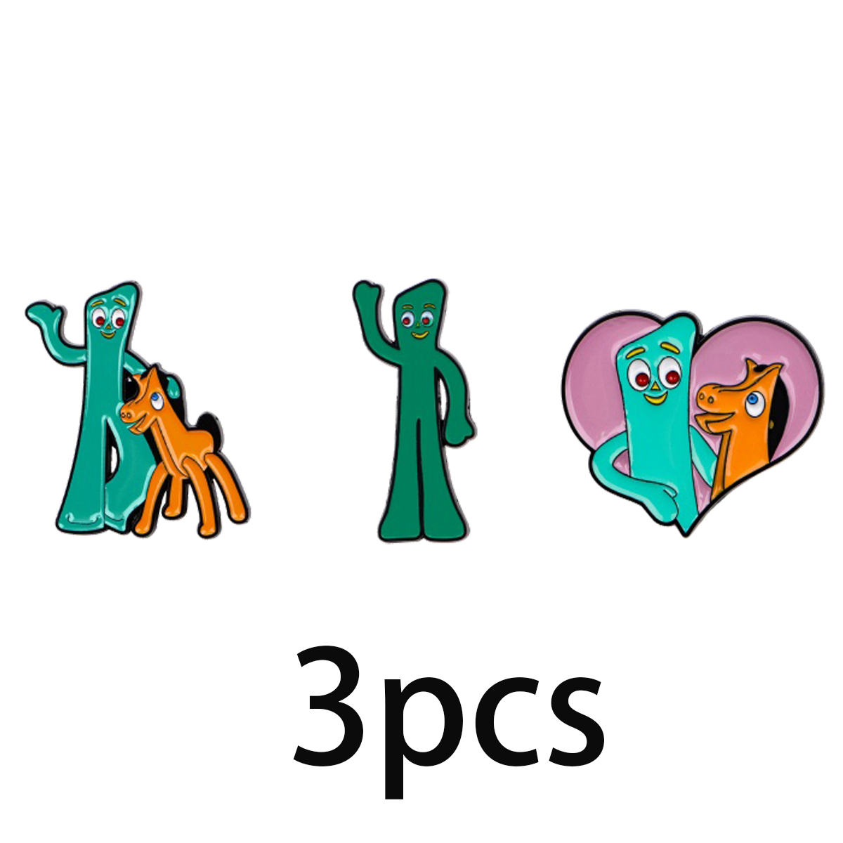 Embroidery Horse - Cute Retro Character Enamel Pin Green