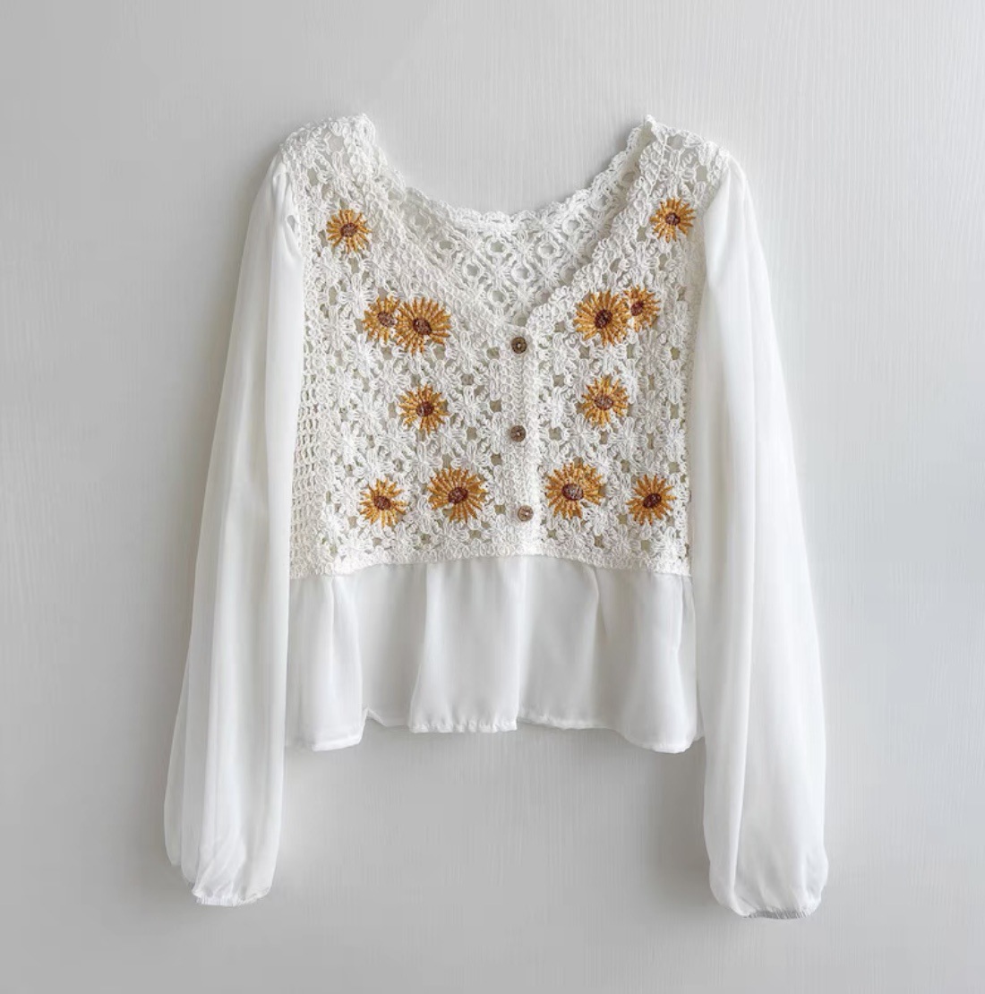 Crochet Top Chiffon Flower Emb - Embroidery Daisy review and price