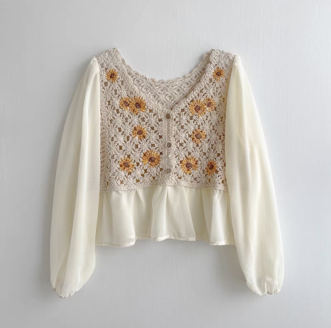 Crochet Top Chiffon Flower Emb - Embroidery Daisy review and price