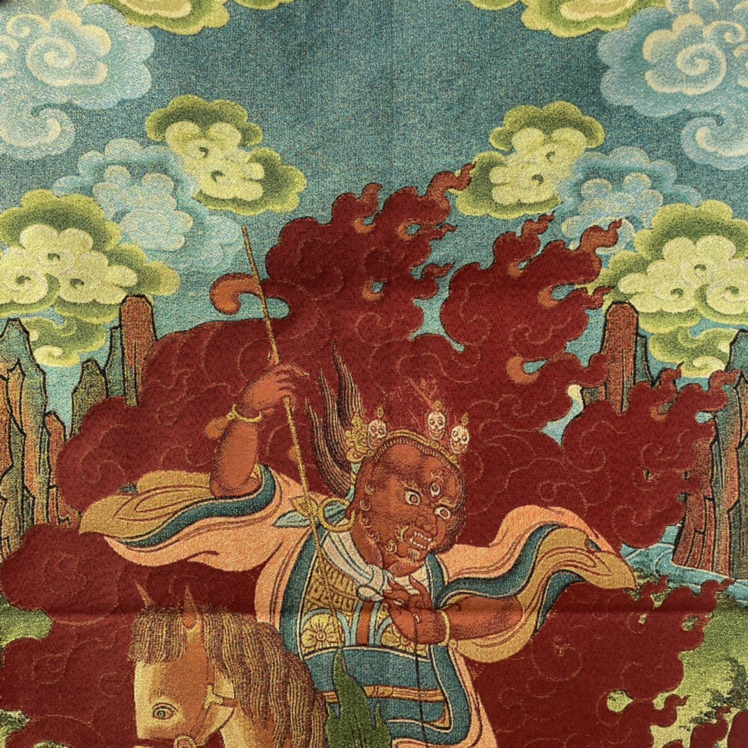 35' Old Nepalese Temples Silk  - Embroidery Horse review and price
