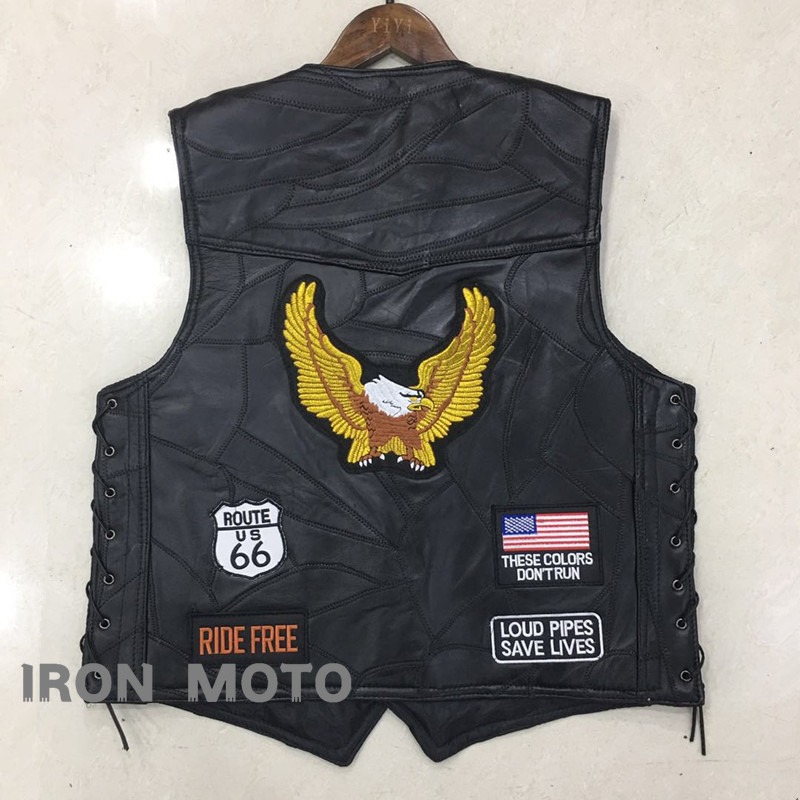 NEW Motorcycle Vests Men Cafe  - Embroidery On Leather review and price