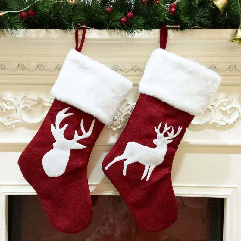 Red Santa Stocking Elk Snowfla - Embroidery Xmas Stocking review and price