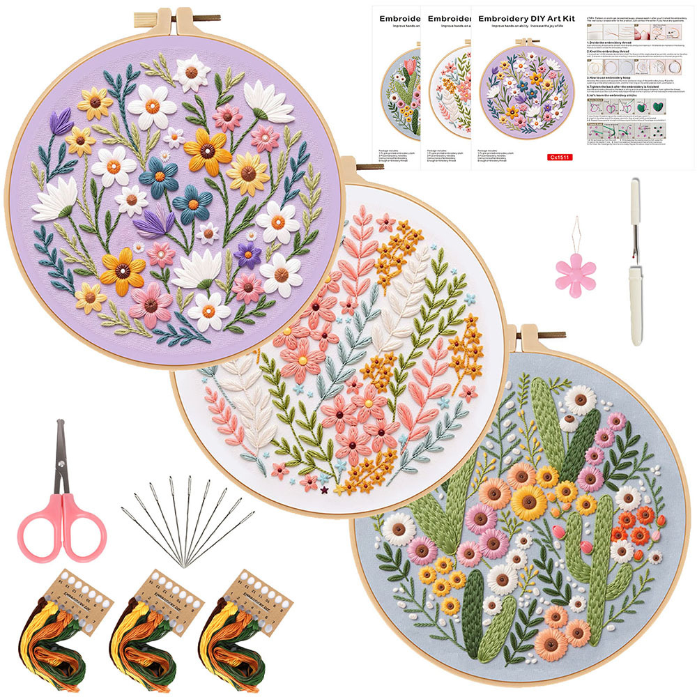 Flower DIY Embroidery Kit for  - Embroidery Guide Paper review and price