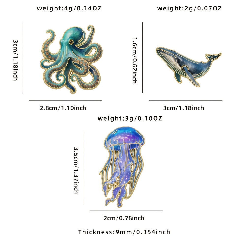 Jellyfish Octopus Whale Enamel - Embroidery Whale review and price
