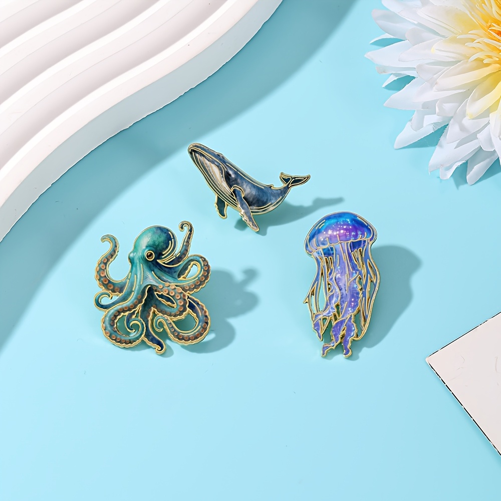 Jellyfish Octopus Whale Enamel - Embroidery Whale review and price