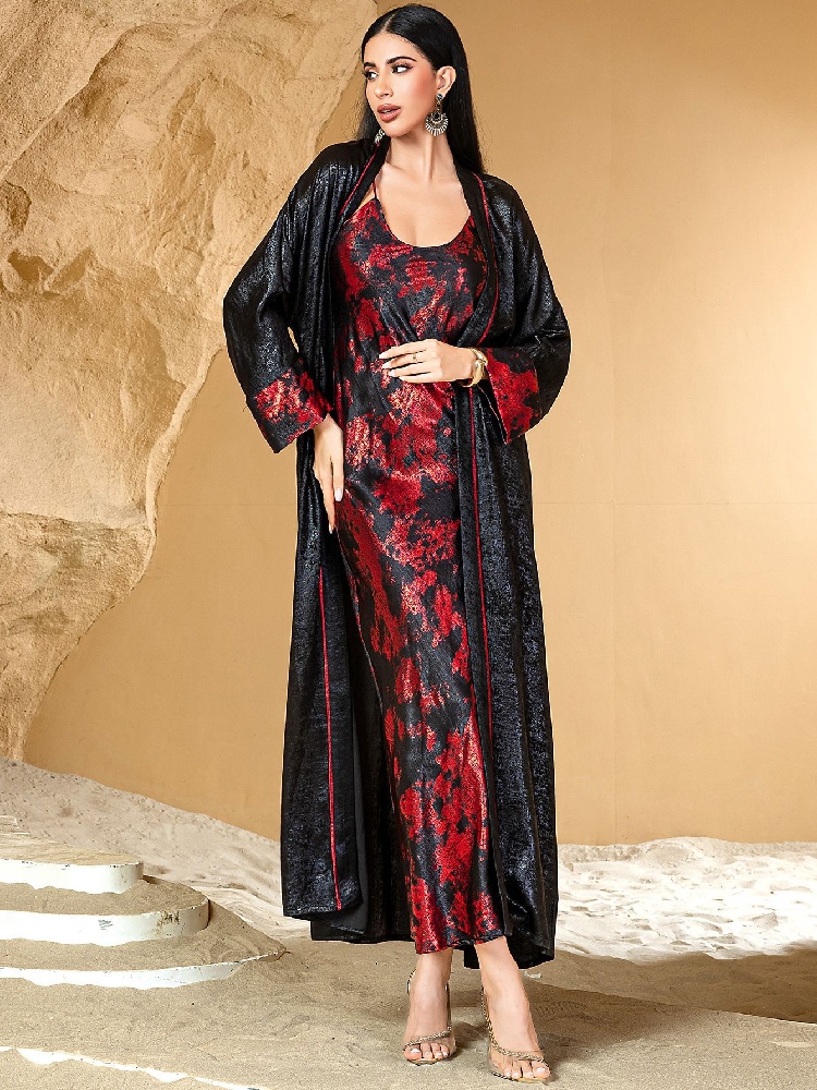 Black Red Open Kimono Abaya Da - Embroidery Kebaya review and price