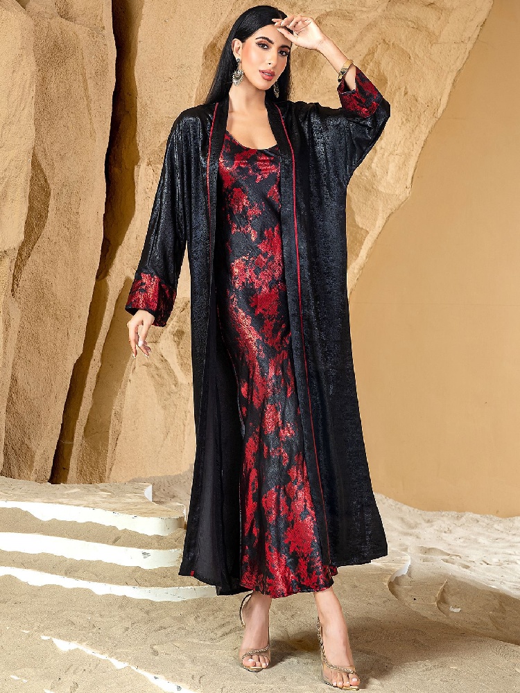 Black Red Open Kimono Abaya Da - Embroidery Kebaya review and price