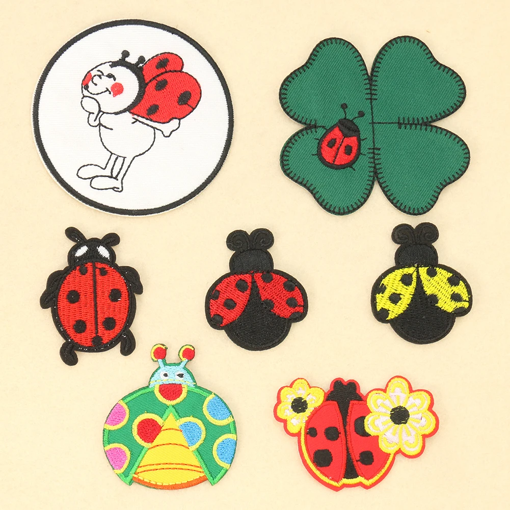 2PC Cartoon Ladybug Four-leaf  - Embroidery Lady Bug review and price