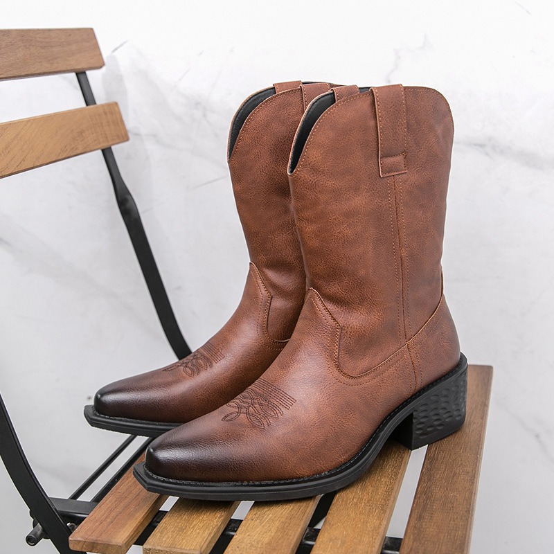 Men Boots Classic Embroidery W - Embroidery On Leather review and price