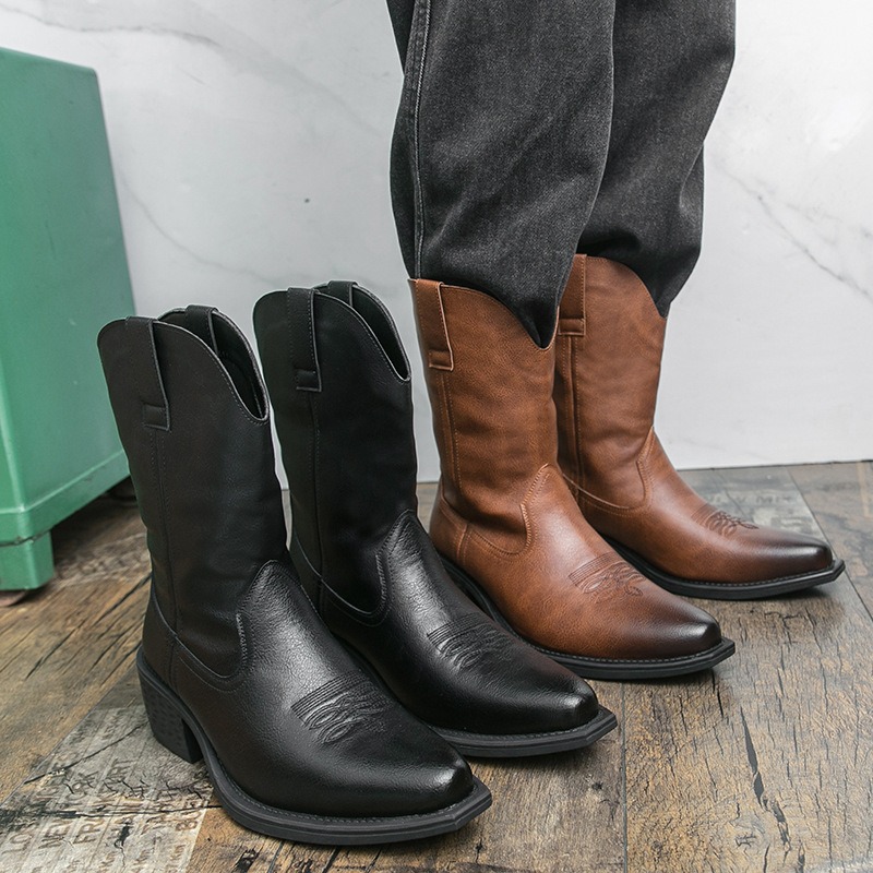 Men Boots Classic Embroidery W - Embroidery On Leather review and price