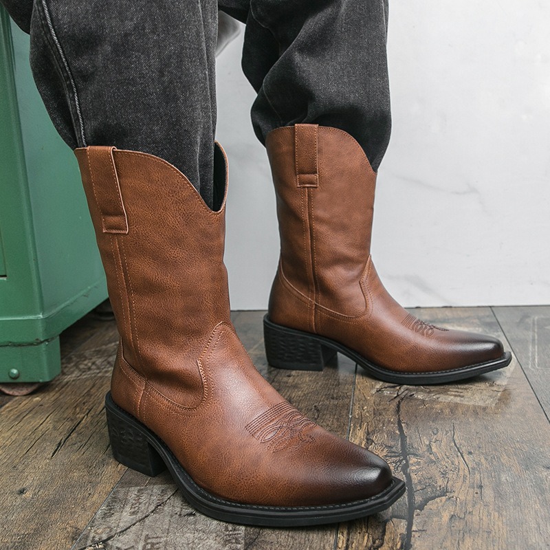 Men Boots Classic Embroidery W - Embroidery On Leather review and price