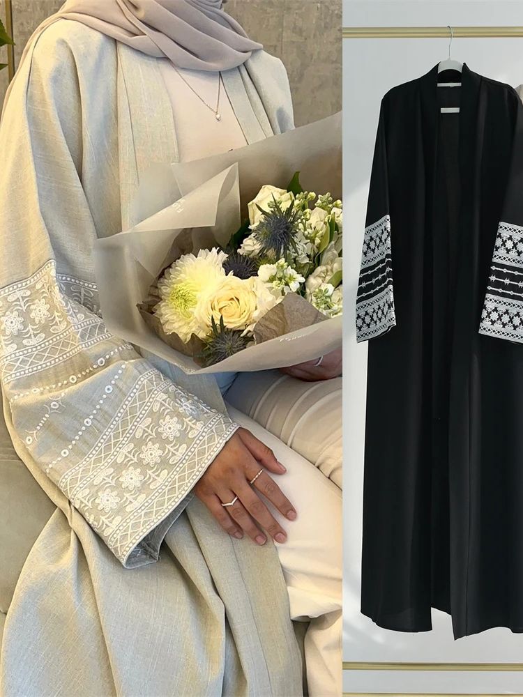 Ramadan Eid Black Open Kimono  - Embroidery Kebaya review and price