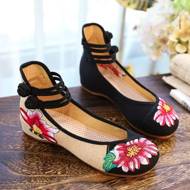 Woman Wedges Embroidered Cloth - Embroidery Horse review and price