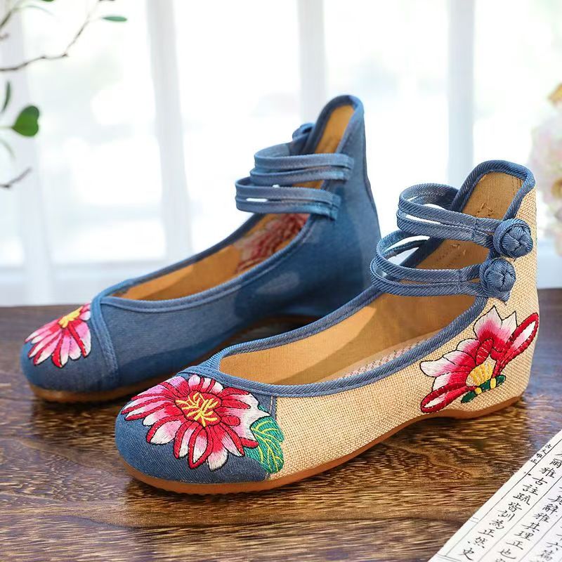 Woman Wedges Embroidered Cloth - Embroidery Horse review and price